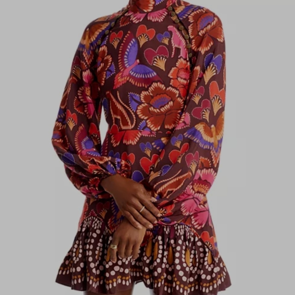 FARM Rio Multicolor Floral Long Sleeve Dress